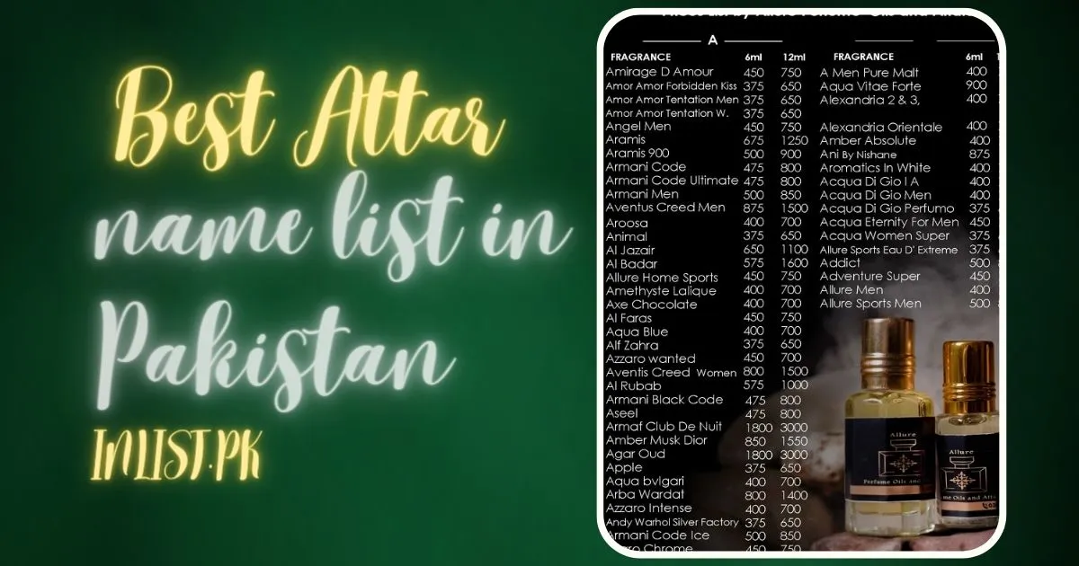 Best Attar name list in Pakistan